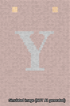 A simulated image of the stitched needlepoint design: Banner 13m Squared Y White on Pink. Not A.I. generated.
