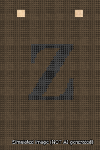 A simulated image of the stitched needlepoint design: Banner 13m Squared Z Black on Brown. Not A.I. generated.