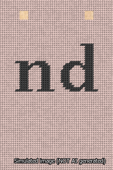 A simulated image of the stitched needlepoint design: Banner 13m Squared nd Black on Pink. Not A.I. generated.
