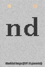 A simulated image of the stitched needlepoint design: Banner 13m Squared nd Black on White. Not A.I. generated.