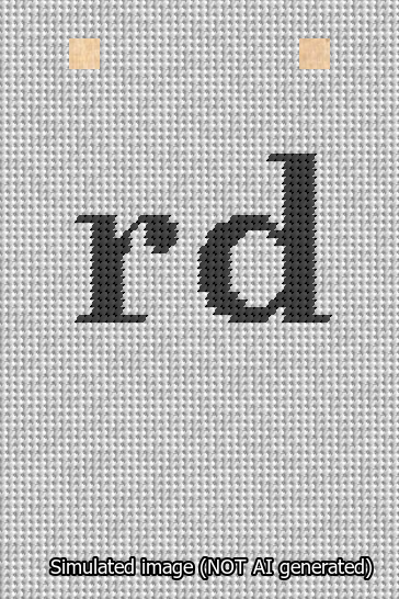 A simulated image of the stitched needlepoint design: Banner 13m Squared rd Black on White. Not A.I. generated.