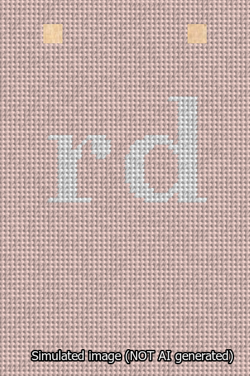 A simulated image of the stitched needlepoint design: Banner 13m Squared rd White on Pink. Not A.I. generated.