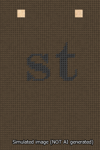 A simulated image of the stitched needlepoint design: Banner 13m Squared st Black on Brown. Not A.I. generated.