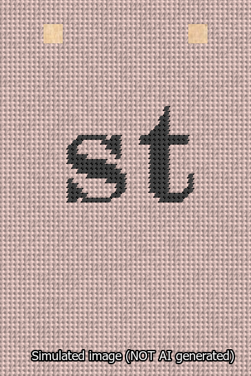 A simulated image of the stitched needlepoint design: Banner 13m Squared st Black on Pink. Not A.I. generated.