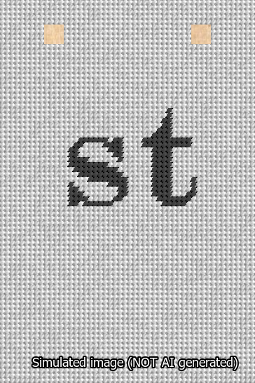 A simulated image of the stitched needlepoint design: Banner 13m Squared st Black on White. Not A.I. generated.