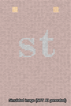 A simulated image of the stitched needlepoint design: Banner 13m Squared st White on Pink. Not A.I. generated.