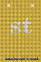 A simulated image of the stitched needlepoint design: Banner 13m Squared st White on Yellow. Not A.I. generated.
