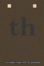 A simulated image of the stitched needlepoint design: Banner 13m Squared th Black on Brown. Not A.I. generated.