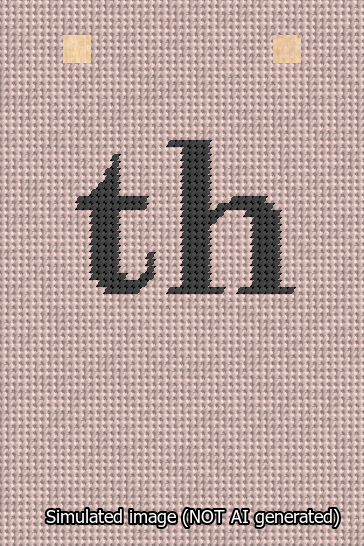 A simulated image of the stitched needlepoint design: Banner 13m Squared th Black on Pink. Not A.I. generated.