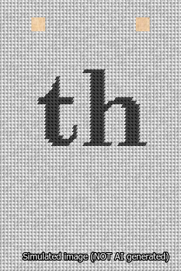 A simulated image of the stitched needlepoint design: Banner 13m Squared th Black on White. Not A.I. generated.