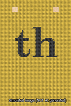 A simulated image of the stitched needlepoint design: Banner 13m Squared th Black on Yellow. Not A.I. generated.