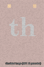 A simulated image of the stitched needlepoint design: Banner 13m Squared th White on Pink. Not A.I. generated.