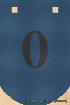 A simulated image of the stitched needlepoint design: Banner 18m Curved 0 Black on Blue. Not A.I. generated.
