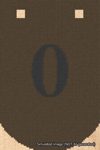 A simulated image of the stitched needlepoint design: Banner 18m Curved 0 Black on Brown. Not A.I. generated.