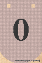 A simulated image of the stitched needlepoint design: Banner 18m Curved 0 Black on Pink. Not A.I. generated.