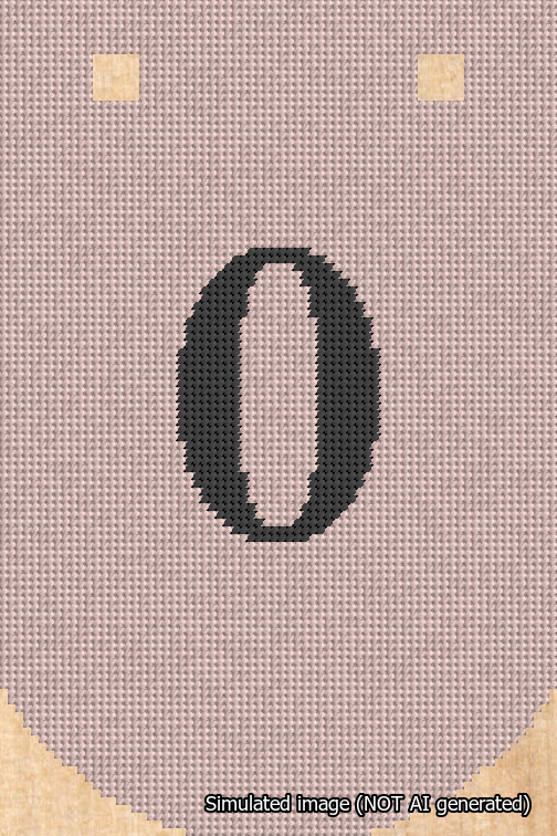 A simulated image of the stitched needlepoint design: Banner 18m Curved 0 Black on Pink. Not A.I. generated.