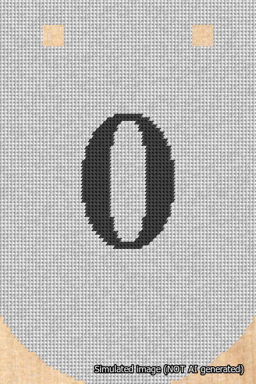 A simulated image of the stitched needlepoint design: Banner 18m Curved 0 Black on White. Not A.I. generated.