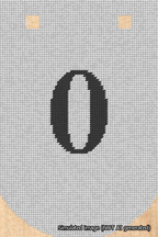 A simulated image of the stitched needlepoint design: Banner 18m Curved 0 Black on White. Not A.I. generated.