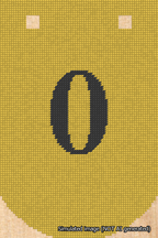 A simulated image of the stitched needlepoint design: Banner 18m Curved 0 Black on Yellow. Not A.I. generated.
