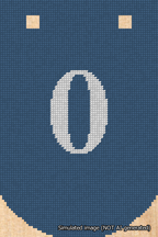 A simulated image of the stitched needlepoint design: Banner 18m Curved 0 White on Blue. Not A.I. generated.