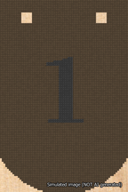A simulated image of the stitched needlepoint design: Banner 18m Curved 1 Black on Brown. Not A.I. generated.