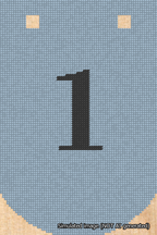 A simulated image of the stitched needlepoint design: Banner 18m Curved 1 Black on Light Blue. Not A.I. generated.
