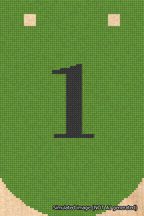 A simulated image of the stitched needlepoint design: Banner 18m Curved 1 Black on Light Green. Not A.I. generated.