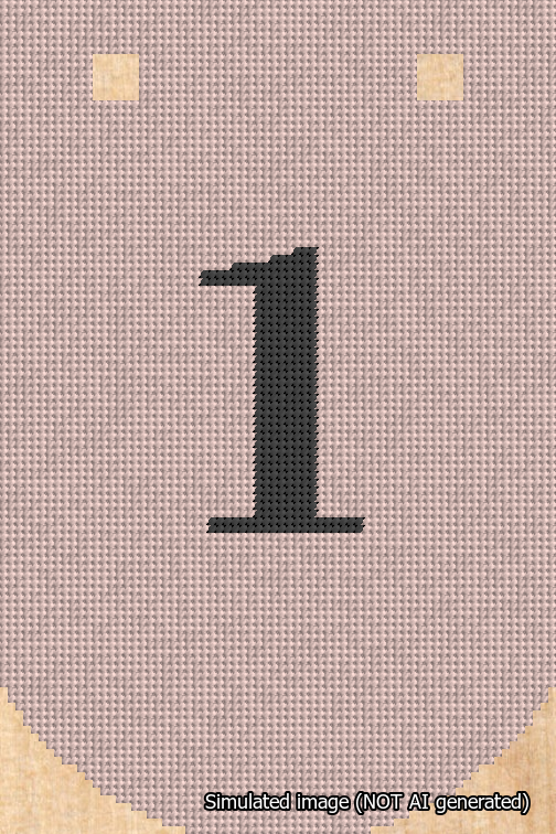 A simulated image of the stitched needlepoint design: Banner 18m Curved 1 Black on Pink. Not A.I. generated.