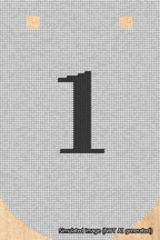 A simulated image of the stitched needlepoint design: Banner 18m Curved 1 Black on White. Not A.I. generated.