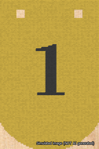 A simulated image of the stitched needlepoint design: Banner 18m Curved 1 Black on Yellow. Not A.I. generated.