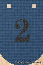 A simulated image of the stitched needlepoint design: Banner 18m Curved 2 Black on Blue. Not A.I. generated.