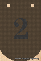 A simulated image of the stitched needlepoint design: Banner 18m Curved 2 Black on Brown. Not A.I. generated.