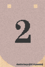 A simulated image of the stitched needlepoint design: Banner 18m Curved 2 Black on Pink. Not A.I. generated.