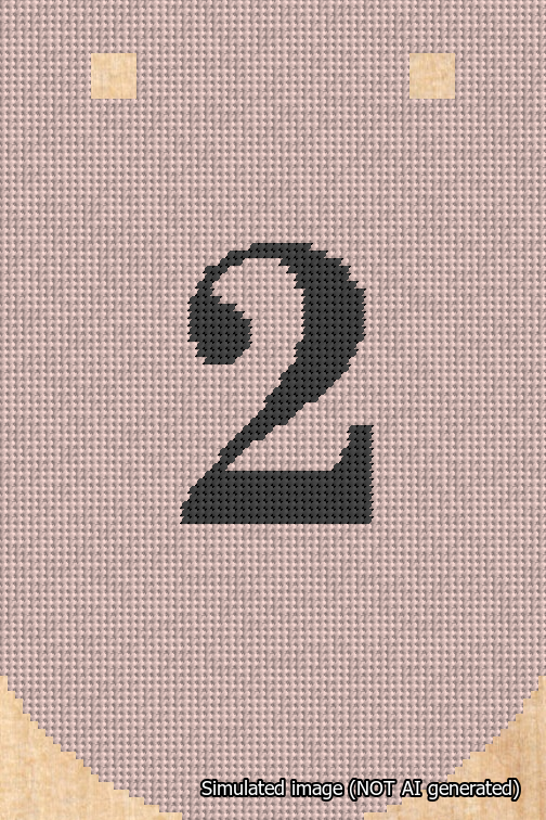 A simulated image of the stitched needlepoint design: Banner 18m Curved 2 Black on Pink. Not A.I. generated.