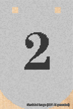 A simulated image of the stitched needlepoint design: Banner 18m Curved 2 Black on White. Not A.I. generated.
