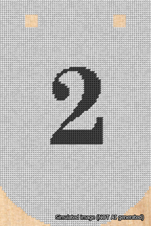 A simulated image of the stitched needlepoint design: Banner 18m Curved 2 Black on White. Not A.I. generated.