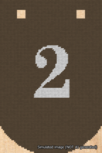 A simulated image of the stitched needlepoint design: Banner 18m Curved 2 White on Brown. Not A.I. generated.