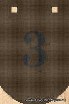 A simulated image of the stitched needlepoint design: Banner 18m Curved 3 Black on Brown. Not A.I. generated.