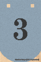 A simulated image of the stitched needlepoint design: Banner 18m Curved 3 Black on Light Blue. Not A.I. generated.