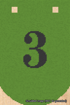 A simulated image of the stitched needlepoint design: Banner 18m Curved 3 Black on Light Green. Not A.I. generated.