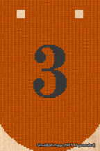 A simulated image of the stitched needlepoint design: Banner 18m Curved 3 Black on Orange. Not A.I. generated.