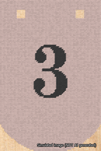 A simulated image of the stitched needlepoint design: Banner 18m Curved 3 Black on Pink. Not A.I. generated.