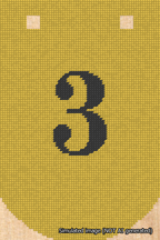 A simulated image of the stitched needlepoint design: Banner 18m Curved 3 Black on Yellow. Not A.I. generated.