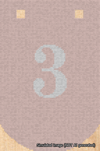 A simulated image of the stitched needlepoint design: Banner 18m Curved 3 White on Pink. Not A.I. generated.