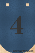 A simulated image of the stitched needlepoint design: Banner 18m Curved 4 Black on Blue. Not A.I. generated.