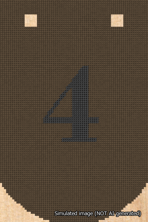 A simulated image of the stitched needlepoint design: Banner 18m Curved 4 Black on Brown. Not A.I. generated.