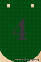 A simulated image of the stitched needlepoint design: Banner 18m Curved 4 Black on Green. Not A.I. generated.