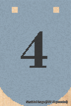 A simulated image of the stitched needlepoint design: Banner 18m Curved 4 Black on Light Blue. Not A.I. generated.
