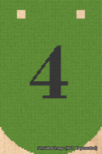 A simulated image of the stitched needlepoint design: Banner 18m Curved 4 Black on Light Green. Not A.I. generated.