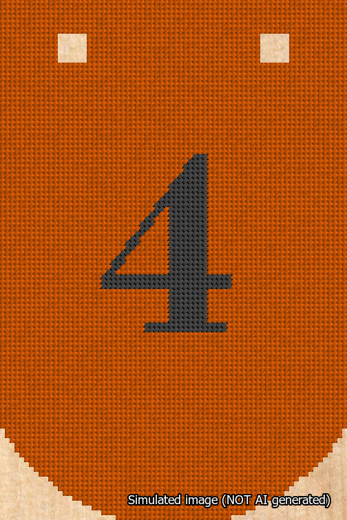 A simulated image of the stitched needlepoint design: Banner 18m Curved 4 Black on Orange. Not A.I. generated.